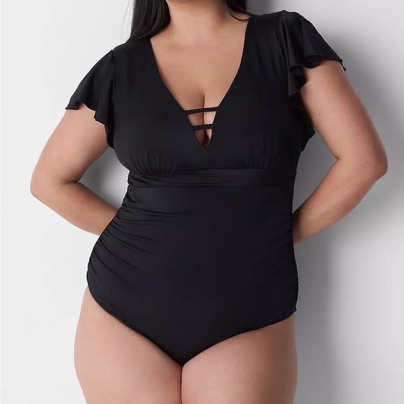 Cacique Other - Cacique No-Wire Flutter-Sleeve Swim One-Piece
